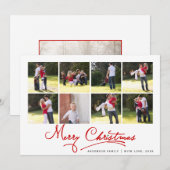 赤メリークリスマス書道写真コラージュ シーズンカード (正面/裏面)