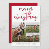 赤メリークリスマス書道写真 シーズンカード (正面/裏面)