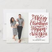 赤メリークリスマス書道写真 シーズンカード (正面)