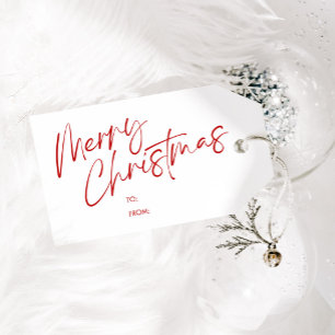 赤メリークリスマス書道台本 ギフトタグ