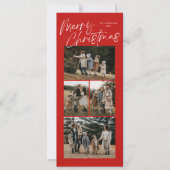 赤メリークリスマス書道5スリム写真 シーズンカード (正面)