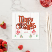 赤メリークリスマス書道 スタンダードカクテルナプキン (インサイチュ)
