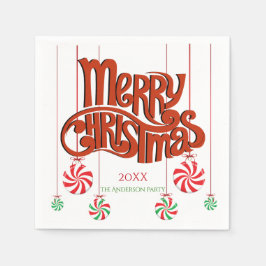 赤メリークリスマス書道 スタンダードカクテルナプキン