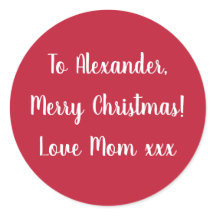 赤メリークリスマス母からのギフトラベルシール