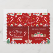 赤メリークリスマスHO!HO!HO!横 招待状 (正面)