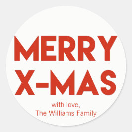 赤メリータイポグラフィモダンクリスマス ラウンドシール