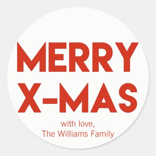 赤メリータイポグラフィモダンクリスマス ラウンドシール (正面)