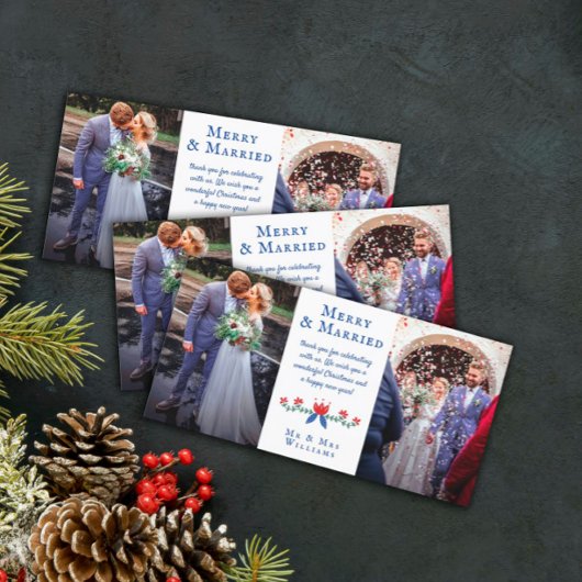 赤メリーフローラ結婚した結婚の写真 サンキューカード