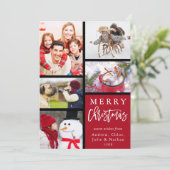 赤メリーモダンクリスマス写真コラージュ シーズンカード (スタンド正面)