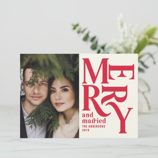 赤メリーヴィンテージ結婚したの写真結婚の 案内状 (スタンド正面)