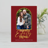 赤メリー全アーチクリスマスフォト 箔シーズンカード (立ち正面)