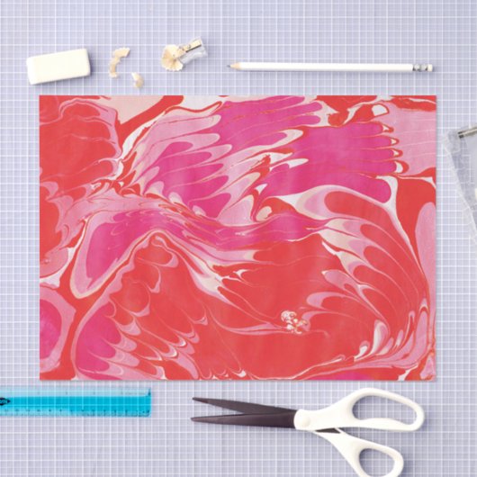 赤メリー大理石 薄葉紙 (クラフト)