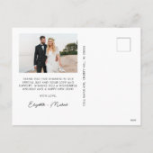 赤メリー弓結婚した新婚クリスマス写真 シーズンポストカード (裏面)