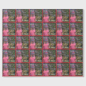 赤メリー明るい素朴雪だるま名かわいいパターン ラッピングペーパー (フラット)