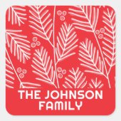 赤メリー書松葉白型 スクエアシール (正面)