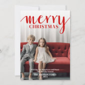 赤メリー書道 – 縦写真ホワイト シーズンカード (正面)
