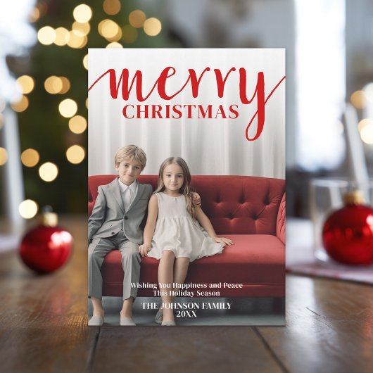 赤メリー書道 – 縦写真ホワイト シーズンカード