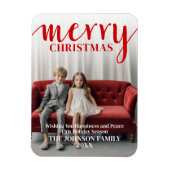 赤メリー書道 – 縦写真ホワイト マグネット (縦)