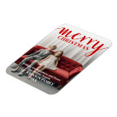 赤メリー書道 – 縦写真ホワイト マグネット (左側)