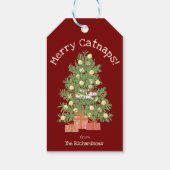 赤メリー猫たち!かわいい猫オンシストマスツリー ギフトタグ (裏面)