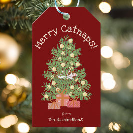 赤メリー猫たち！かわいい猫オンシストマスツリー ギフトタグ