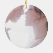 赤メリー結婚した改装エレガント セラミックオーナメント (裏面)