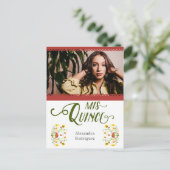 赤メ伝統的キシカンフローラ写真キンセアニェラ インビテーションポストカード (スタンド正面)