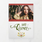 赤メ伝統的キシカンフローラ写真キンセアニェラ 三つ折り招待状 (カバー)