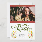 赤メ伝統的キシカンフローラ写真キンセアニェラ 招待状 (正面)