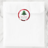 赤モザイクグリーンクリスマスツリー輝くギフトラベル ラウンドシール (バッグ)
