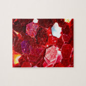 赤モザイク六角抽象芸術光沢のあるグリッターパターン ジグソーパズル (横)