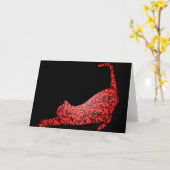 赤モザイク猫のカスタムグリーティングカード カード (黄色い花)