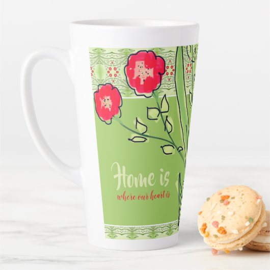 赤モダンいアートフローラ カフェラテマグ (インサイチュ)