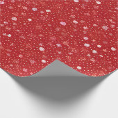 赤モダンいクリスマスの白い点 ラッピングペーパー (角)