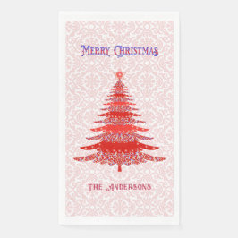 赤モダンいクリスマスツリーの雪パーソナライズされた片