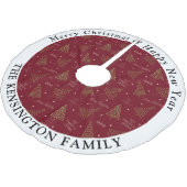 赤モダンいクリスマスパーソナライズされたの木 ブラッシュドポリエステルツリースカート (アングル)