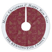 赤モダンいクリスマスパーソナライズされたの木 ブラッシュドポリエステルツリースカート (正面)