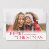 赤モダンいクリスマス雪カスタム片の写真 シーズンカード (正面)