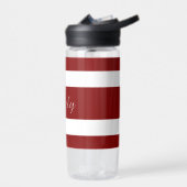 赤モダンいストライプ名 ウォーターボトル (左面)