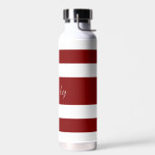 赤モダンいストライプ名 ウォーターボトル (左面)