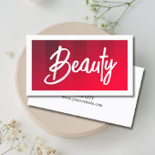 赤モダンいストライプ美しい髪のメイクアップ 名刺