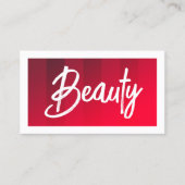 赤モダンいストライプ美しい髪のメイクアップ 名刺 (正面)