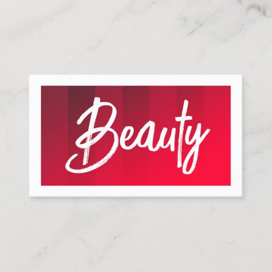 赤モダンいストライプ美しい髪のメイクアップ 名刺 (正面)