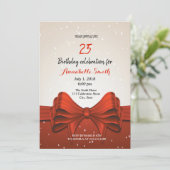 赤モダンいリボンエレガントバースデ    ー 招待状 (スタンド正面)