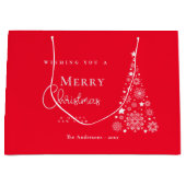 赤モダンい可愛いメリークリスマスツリー ラージペーパーバッグ (正面)