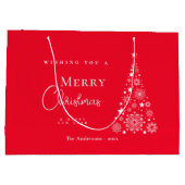 赤モダンい可愛いメリークリスマスツリー ラージペーパーバッグ (裏面)