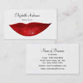 赤モダンい唇のコスメティックメイクアップアーティスト 名刺 (正面/裏面)