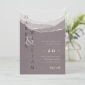 赤モダンい紙の結婚山 招待状 (スタンド正面)