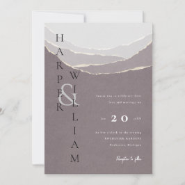 赤モダンい紙の結婚山 招待状