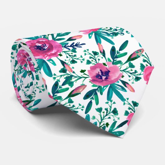 赤モダンい花 ネクタイ (ロール)